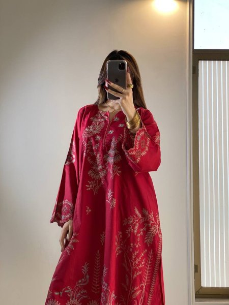 Exclusive Red Mul Chanderi Embroidery Work Palazzo Suit Set for Festival Ready To Wear Collection