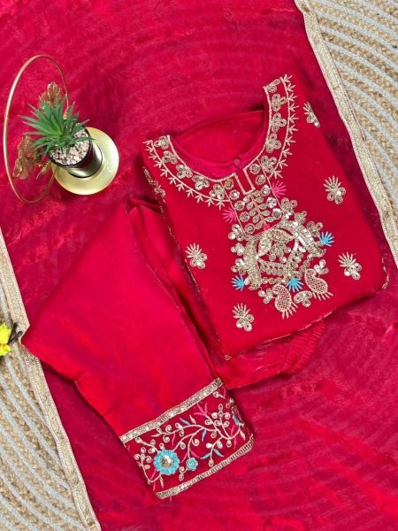 Exclusive Red Stylish Girls Silk Palazzo Set with Dupatta for Wedding and Party Wear Girls Wear