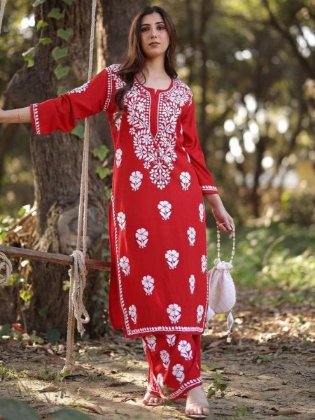 Exclusive Reyon Embroidered Kurti Plazzo Combo for Daily Wear Kurti With Bottom Wholesale