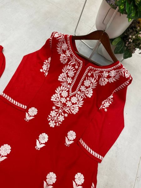 Exclusive Reyon Embroidered Kurti Plazzo Combo for Daily Wear Embroidery Kurtis 