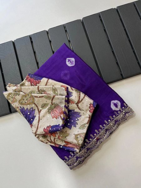 Designer  Saree With Designer Printed Blouse For Women 