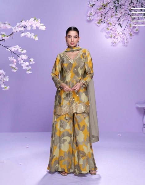 Exclusive Sayuri Vaani 4Pc Catalog Readymade Chinon Silk Designer Suits Wholesale Full Set Salwar Kameez