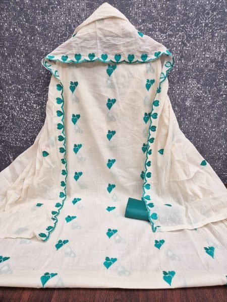 Exclusive Sky Blue Cotton 3 Piece Suit Set with Cora Cambric Multi Work Dupatta For Reseller Color Set Matching Dress Material Wholesale