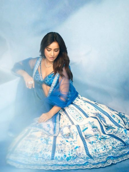 Exclusive Sky Blue Elegant Muslin Cotton Digital Print Lehenga Choli with Soft Net Dupatta 