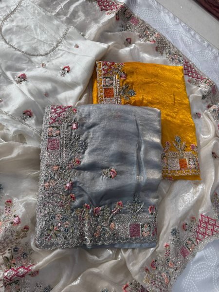 Exclusive White Tissue Silk Saree with Heavy Slub Silk Blouse For Festival Collection  Silk Sarees Wholesale
