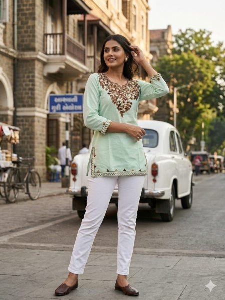 Export Quality Collection Pista Stylish Everyday Cotton Kurta  Tunics kurti
