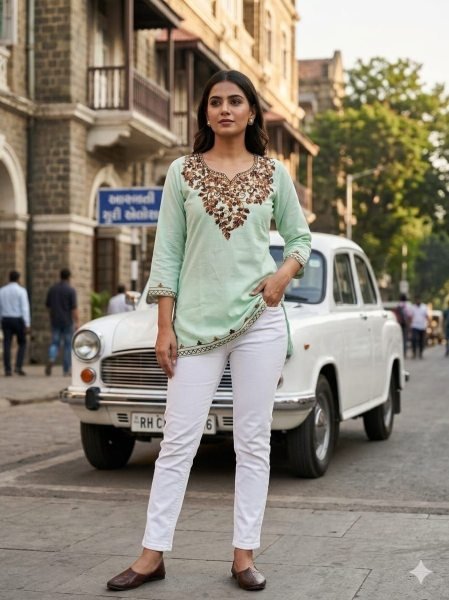 Export Quality Collection Pista Stylish Everyday Cotton Kurta  Tunics kurti
