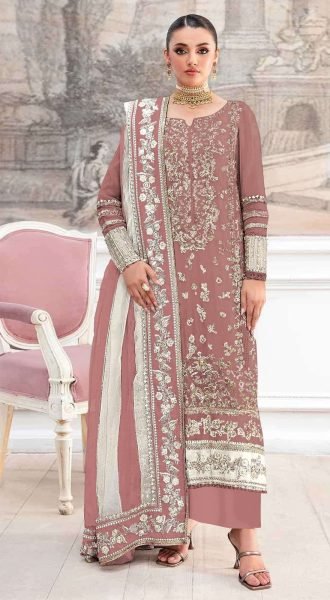 Export Quality Peach Designer Suit Set for Resellers and Wholesale Pakistani Suits Wholesale