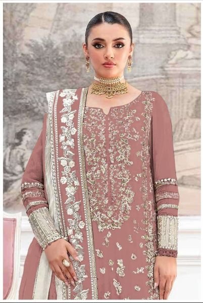 Export Quality Peach Designer Suit Set for Resellers and Wholesale Pakistani Suits Wholesale