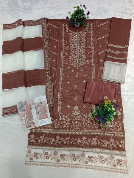 Export Quality Peach Designer Suit Set for Resellers and Wholesale Pakistani Suits Wholesale
