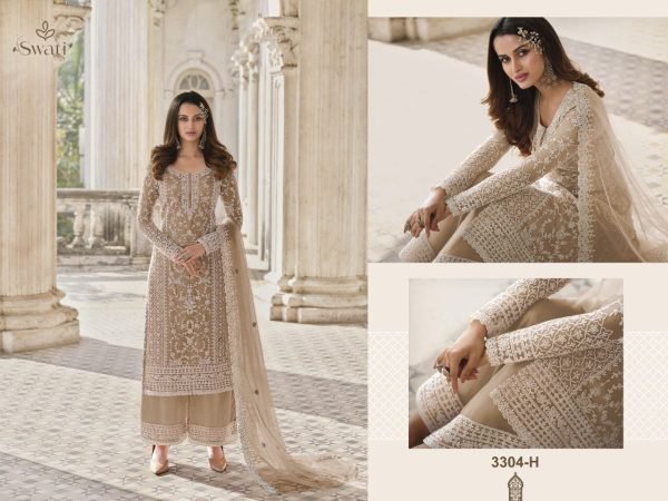 Exquisite Beige Engagements Wear Salwar Suit with Matching Dupatta for Exporters Embroidery Suits Wholesale
