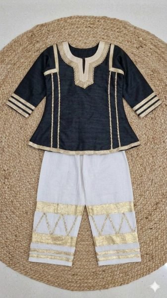 Exquisite Black Kids Girls Cotton Blend Palazzo Outfit with Gota Work at Factory Price Girls Wear