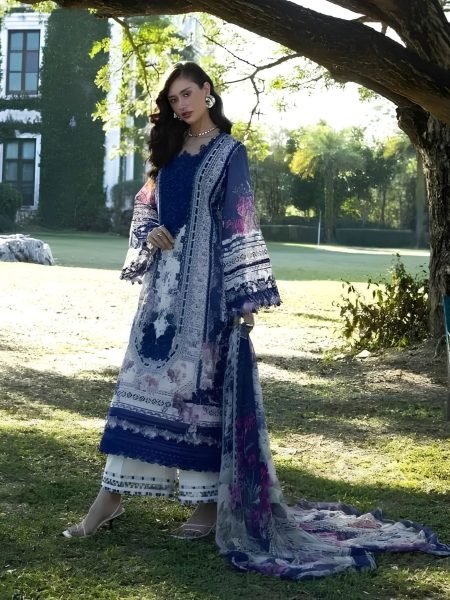 Exquisite Blue Cotton Kurti Bottom Dupatta Set with Chiffon Print Dupatta 