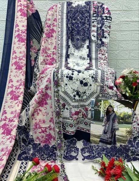 Exquisite Blue Cotton Kurti Bottom Dupatta Set with Chiffon Print Dupatta Pakistani Suits Wholesale