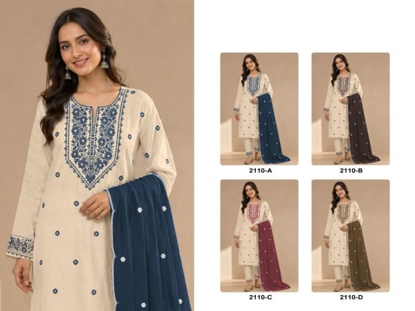 Exquisite Blue Khadi Cotton Suit Set with Sequins Embroidery and Dupatta Churidar Salwar Suits Wholesale