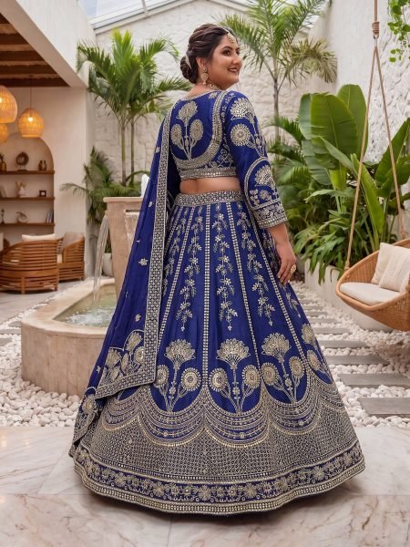 Exquisite Blue Royal Designer Chinon Silk Lehenga Choli for Festive and Wedding Fashion Bridal Lehenga Choli