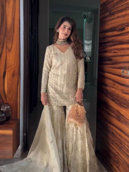 Exquisite Heavy Faux Georgette Kurti Plazzo Set with Rivet Moti   Full Sleeve Kurti at Manufacturer Rate 