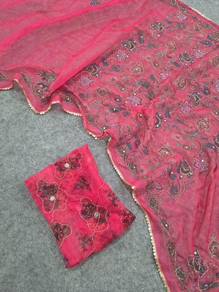 Exquisite Hot Pink Party Wear Tabby Silk Saree with Heavy Sequin Cutdana Work at Manufacturer  Silk Sarees Wholesale