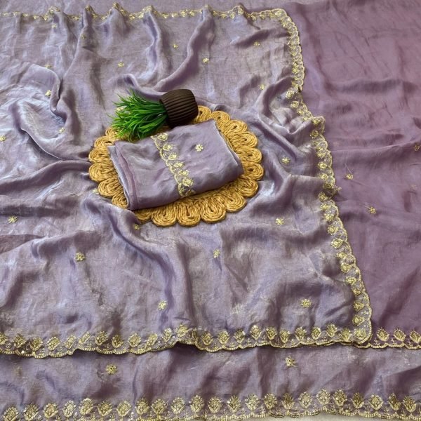 Exquisite Lavender Soft Space Silk Saree with Gold Zari Star Embroidery  Silk Sarees Wholesale
