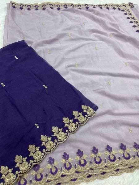 Exquisite Lavender Trendy Star Georgette Saree Collection for Wholesale Buyers Georgette Sarees Wholesale