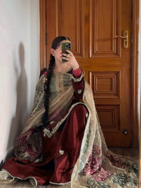 Exquisite Maroon Chinon Silk Punjabi Style Palazzo Suit with Embroidered Dupatta Ideal for Weddings Ready To Wear Collection