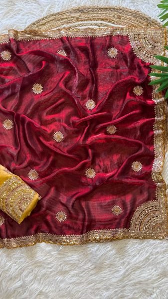Exquisite Maroon Designer Space Silk Saree with Heavy Embroidered Border and Pallu Silk Sarees Wholesale