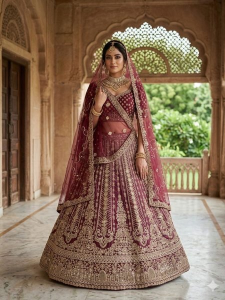 Exquisite Maroon Party Wear Velvet Lehenga with Sequins and Diamond Work for Women Bridal Lehenga Choli