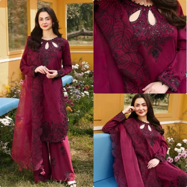 Exquisite Maroon Satin Rayon Palazzo Suit with Organza Dupatta for Party Wear Ready To Wear Collection
