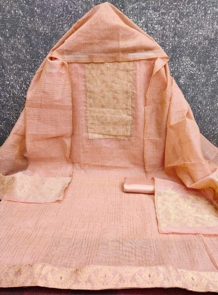 Exquisite Peach Designer South Silk Jacquard Suit with Santoon Bottom For Daily Wear Color Set Matching Dress Material Wholesale