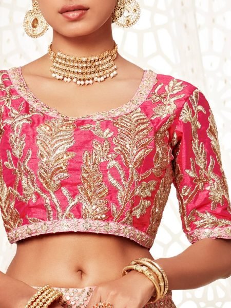 Exquisite Pink Semi Stitched Lehenga Set with Slub Silk Blouse Embroidered Dupatta Affordable Wedding Collection Designer Lehenga Choli