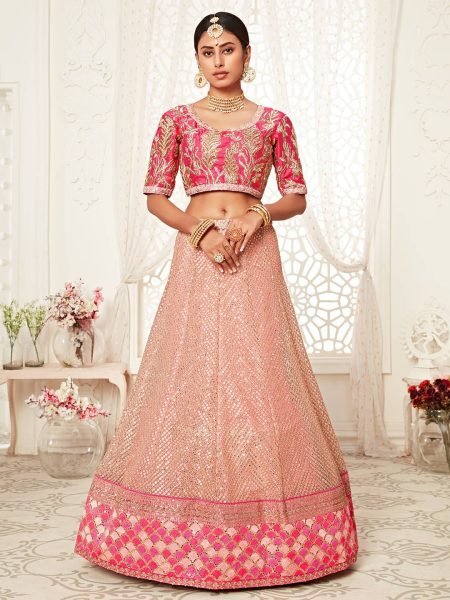 Exquisite Pink Semi Stitched Lehenga Set with Slub Silk Blouse Embroidered Dupatta Affordable Wedding Collection Designer Lehenga Choli