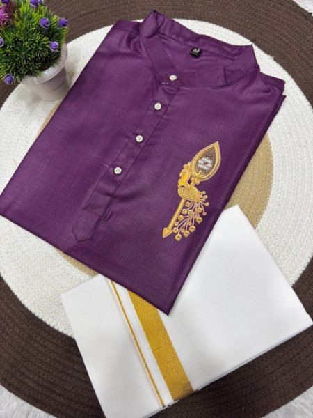 Exquisite Purple Men’s Printed Jippa and Kids Matching Jippa Set at Wholesale Rate Father Son Collection 