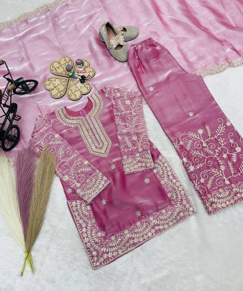 Exquisite Purple Stylish Girls Ethnic Wear Sharara Suit for Wedding Girls Wear