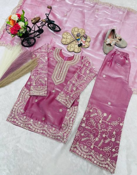 Exquisite Purple Stylish Girls Ethnic Wear Sharara Suit for Wedding Girls Wear