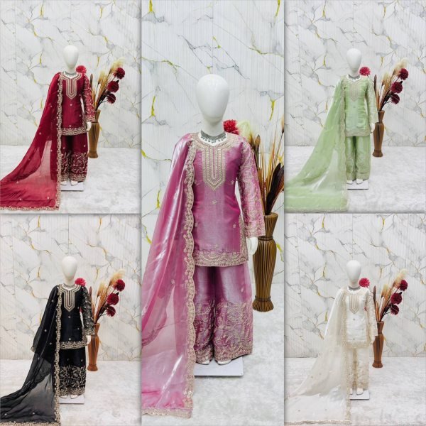 Exquisite Purple Stylish Girls Ethnic Wear Sharara Suit for Wedding Girls Wear