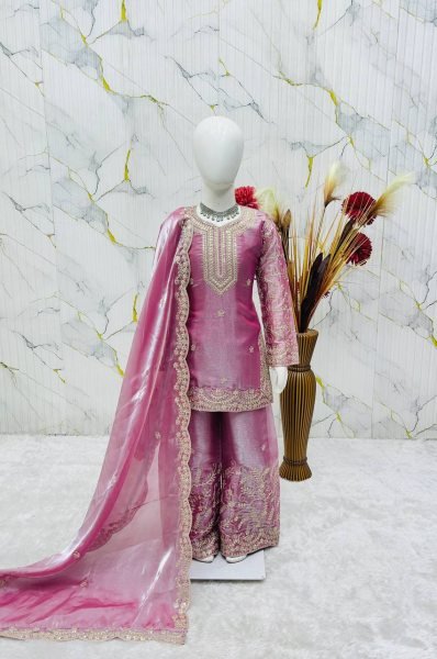 Exquisite Purple Stylish Girls Ethnic Wear Sharara Suit for Wedding Girls Wear