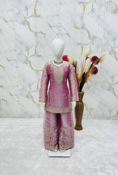 Exquisite Purple Stylish Girls Ethnic Wear Sharara Suit for Wedding Girls Wear