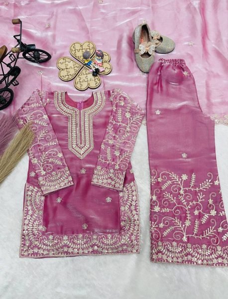 Exquisite Purple Stylish Girls Ethnic Wear Sharara Suit for Wedding Girls Wear