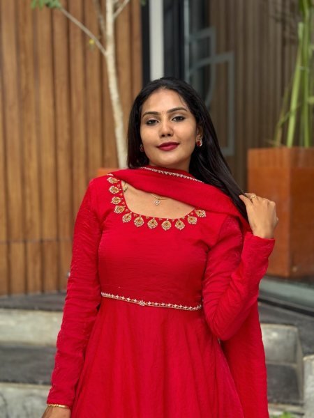Exquisite Red Wedding Wear Fendy Silk Anarkali Suit with Four-Side Lace Dupatta Ready To Wear Collection