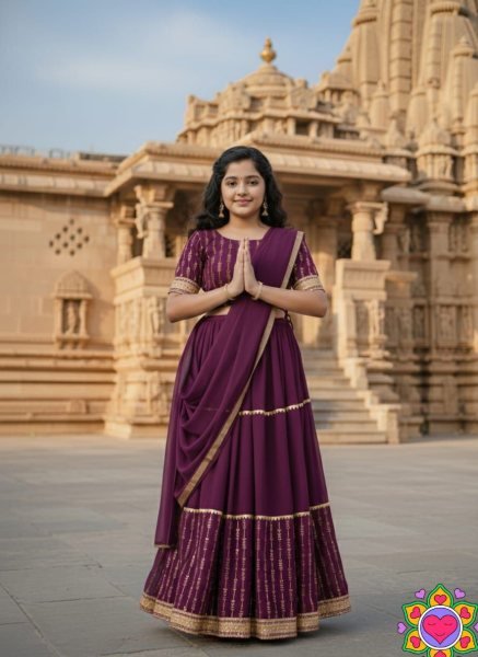 Exquisite Wine Girls Lehenga Set with Lace Border Dupatta For Special Occasions  Girls Wear