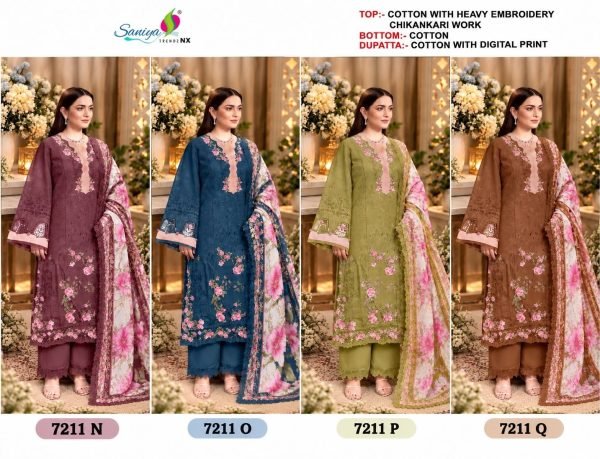 Exquisite Wine Semistitch Cotton Chikankari Suit with Maslin Dupatta Pakistani Suits Wholesale