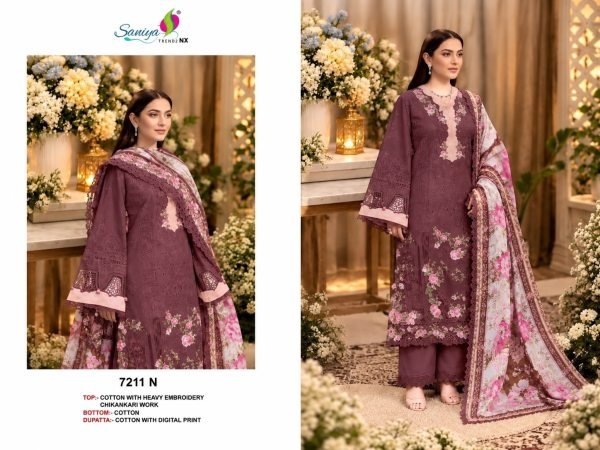 Exquisite Wine Semistitch Cotton Chikankari Suit with Maslin Dupatta Pakistani Suits Wholesale