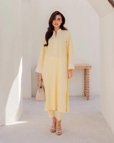 Exquisite Yellow Chanderi Silk Kurta Pant Dupatta Set with Embroidery Work  Straight Cut Long Kurtis