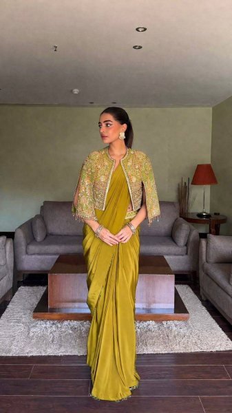 Exquisite Yellow Designer Lehenga Saree Set with Zari Embroidery Koti Ready To Wear Saree 