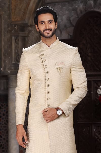 Exquisite Yellow Indo Western Outfit for Men Wedding and Party Wear Kurta Pajama Wholesale