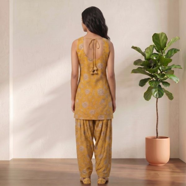 Exquisite Yellow Party Wear Farshi Co Ord Set for Women in Soft Cotton Fabric CO ORD Sets