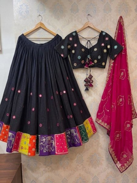 Extraordinary Black Women s Roman Silk Party Wear Lehenga Choli with Embroidery 