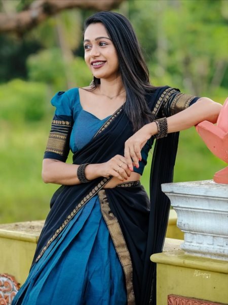 Extraordinary Blue Boutique Style Kanchi Cotton Lehenga Collection with Premium Finish Half Saree Lehenga