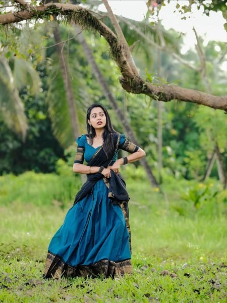 Extraordinary Blue Boutique Style Kanchi Cotton Lehenga Collection with Premium Finish Half Saree Lehenga