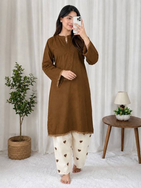 Extraordinary Brown Party Wear Rayon Cotton Kurti Palazzo Set at Manufacturer Rate CO ORD Sets